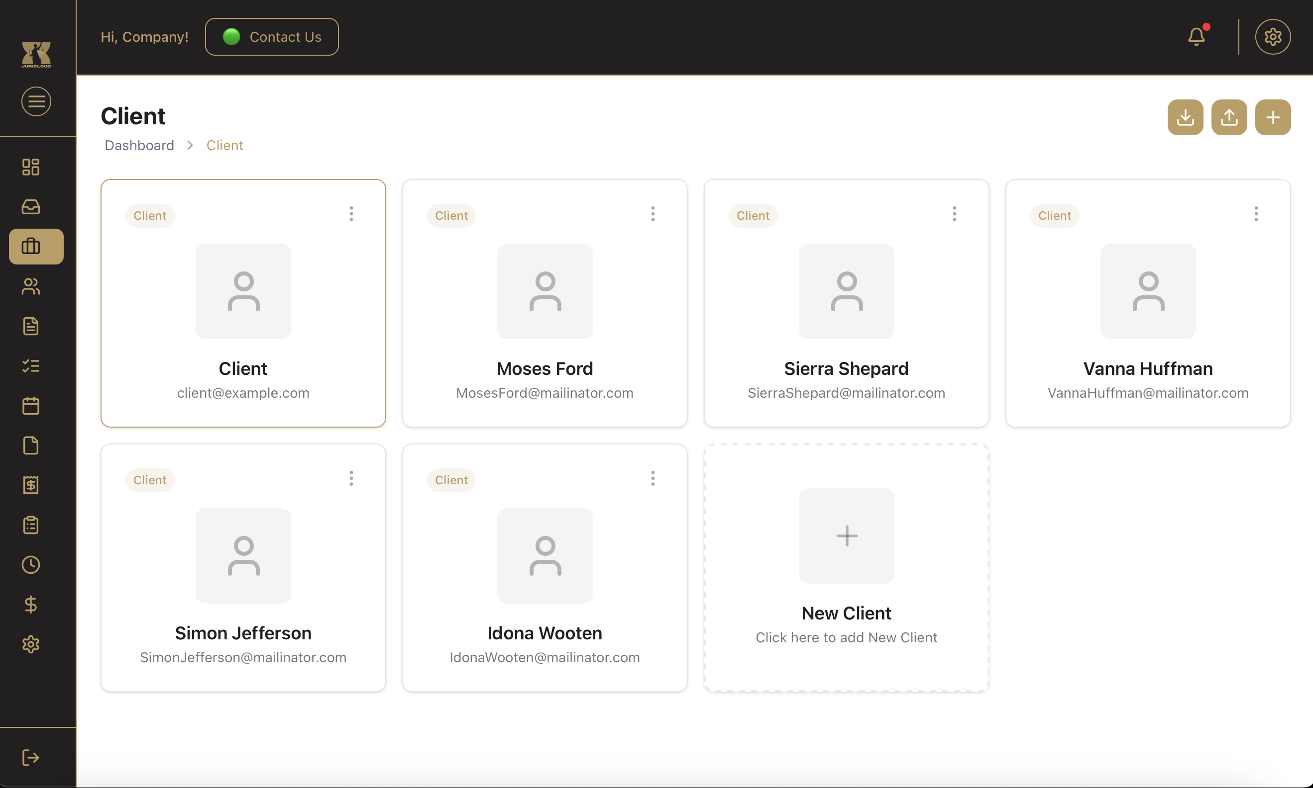 Client Dashboard Screenshot